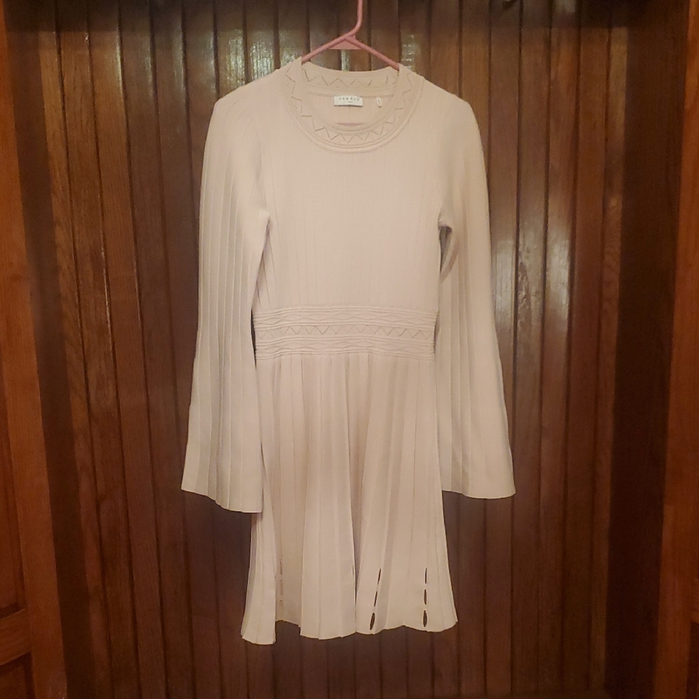 SANDRO SIZE 38 Elegant BLUSH Long-Sleeve Dress